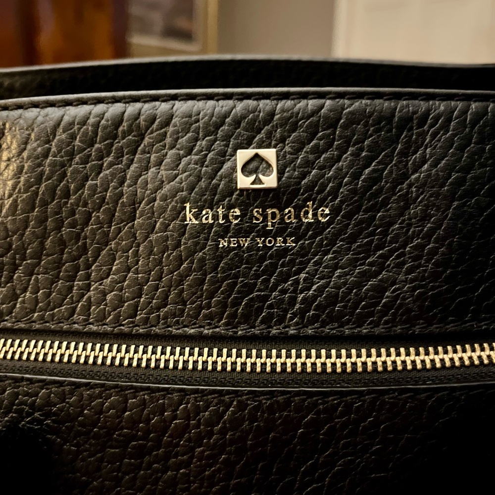 Kate Spade Hayes Street Black Pebbled Leather Tote with Tassel - Picture 3 of 8